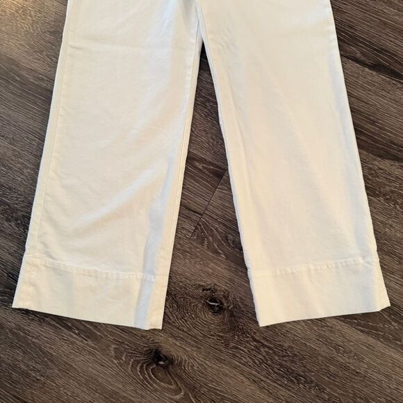 Banana Republic Ivory Cotton Blend Wide Leg Pants Long Inseam - Picture 2 of 8